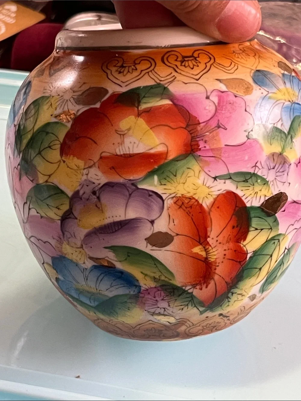 Hand-Painted Floral Ceramic Vase — Multicolor Accent